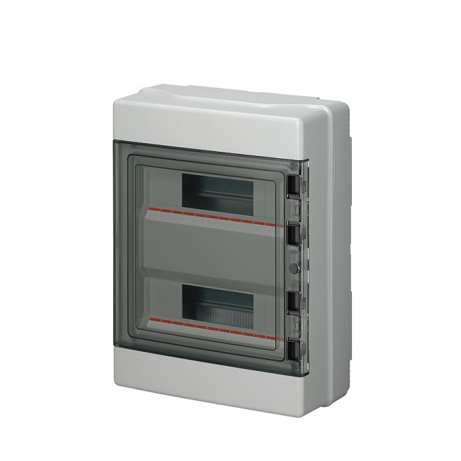 Centralino da parete con portello fumè IP65 - DIN 24 moduli, RAL7035 - Dim.(LxHxP): 290x390x140mm