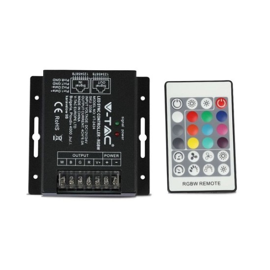 Controller a 4 canali per Strip LED RGB+W Dimmerabile Porta RJ45 con Telecomando 24 Tasti