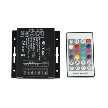 Controller a 4 canali per Strip LED RGB+W Dimmerabile Porta RJ45 con Telecomando 24 Tasti
