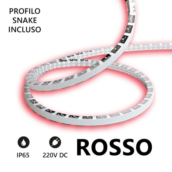 Striscia LED Snake Flex 5m IP65 230V ROSSO 11W/m