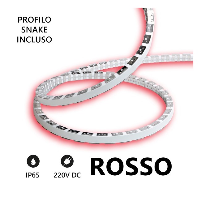 Striscia LED Snake Flex 5m IP65 230V ROSSO 11W/m