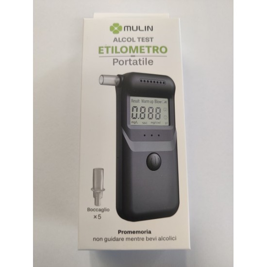 Etilometro portatile a batteria per Alcol Test con display LCD e n.5 boccagli