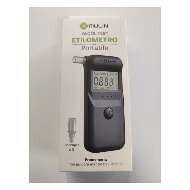 Etilometro portatile a batteria per Alcol Test con display LCD e n.5 boccagli