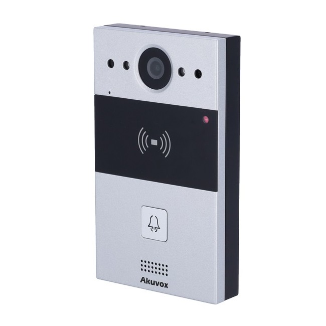 Videocitofono IP con montaggio a parete, con apertura tramite schede EM/MF e NFC,  2 relè - PoE e SIP