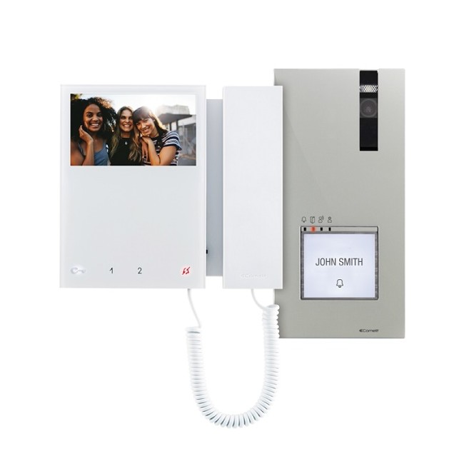 Kit videocitofonico 2 fili Simplebus 2 composto da: n° 1 posto esterno da parete serie Quadra art. 4893M, n°1 alimentatore art.