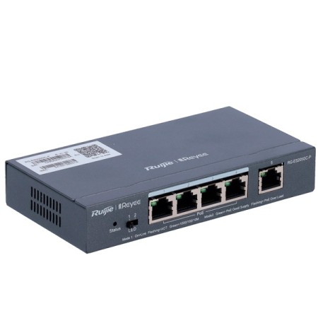 Reyee Switch PoE Cloud Managed 4 porte PoE 802.3af/at + 1 Uplink RJ45 30W per porta 802.3af/at / Massimo 54W VLAN/Port Isolatio