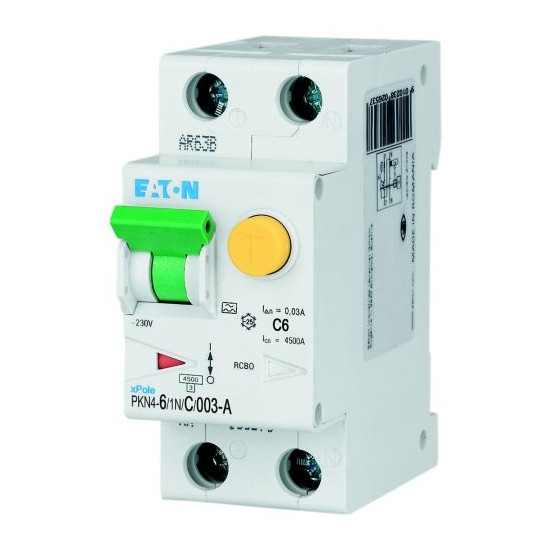 PKN4-6/1N/C/003-A MTD 1N 6A C 0,03 4,5KA -A  Interruttore Magnetotermico Differenziale Modulare 1P+N 6A 30mA 4,5kA - Tipo A - C