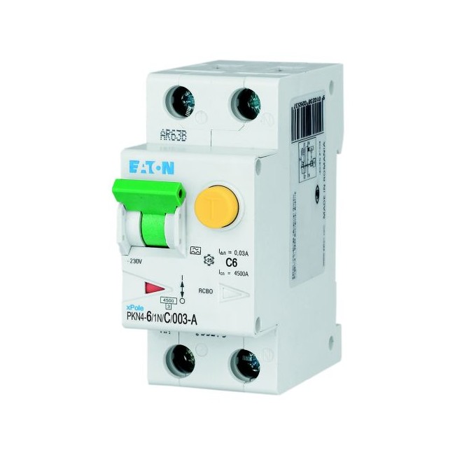 PKN4-6/1N/C/003-A MTD 1N 6A C 0,03 4,5KA -A  Interruttore Magnetotermico Differenziale Modulare 1P+N 6A 30mA 4,5kA - Tipo A - C