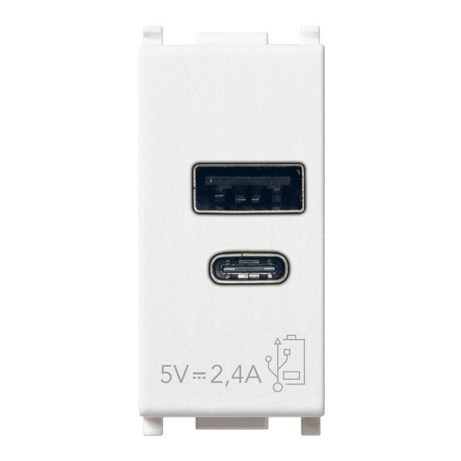 Alimentatore USB 15 W 2,4 A 5 V per dispositivi elettronici, 1 uscita USB tipo A e 1 uscita USB tipo C ottimizzate