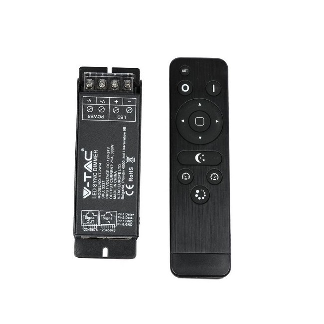 Controller Dimmer Strip LED Monocromatico 300W con Telecomando RF 14 Tasti, 1 Canale, Sincronizzazione e Regolazione Intensità,