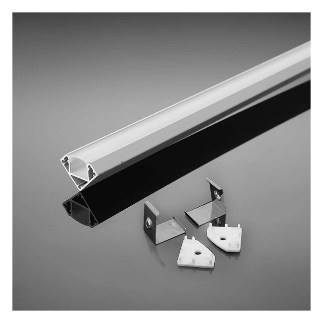 Profilo in alluminio angolare GRANDE 2 metri colore BIANCO per striscia LED 19 x 19 mm con possibilità passaggio cavi interno (