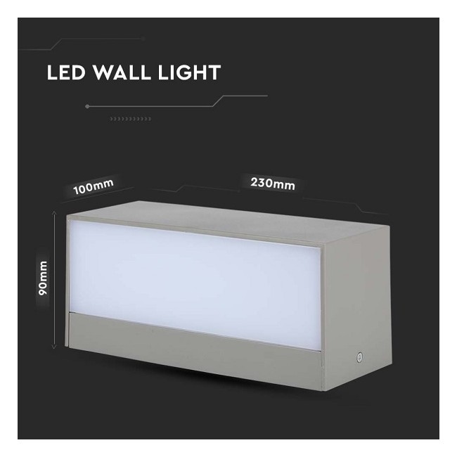 Lampada LED da Muro Rettangolare 12W Doppio Fascio Luminoso Colore Grigio 4000K IP65