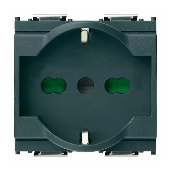 Presa SICURY 2P+T 16 A 250 V~ universale standard italiano P40, grigio - 2 moduli, GRIGIO Vimar Idea