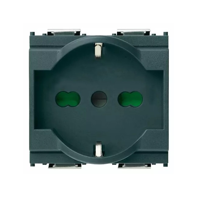 Presa SICURY 2P+T 16 A 250 V~ universale standard italiano P40, grigio - 2 moduli, GRIGIO Vimar Idea