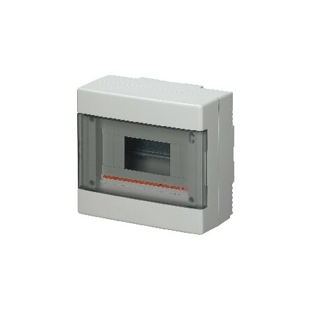 Centralino da parete con portello fumè IP40 - DIN 8 moduli, RAL7035 - Dim.(LxHxP): 200x180x100mm