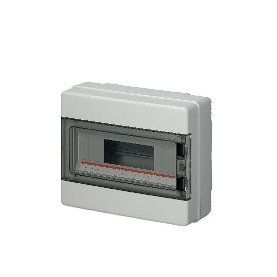 Centralino da parete con portello fumè IP65 - DIN 12 moduli, RAL7035 - Dim.(LxHxP): 280x220x100mm