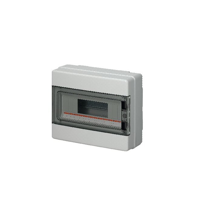 Centralino da parete con portello fumè IP65 - DIN 12 moduli, RAL7035 - Dim.(LxHxP): 280x220x100mm