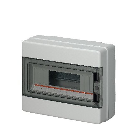 Centralino da parete con portello fumè IP65 - DIN 12 moduli, RAL7035 - Dim.(LxHxP): 280x220x100mm