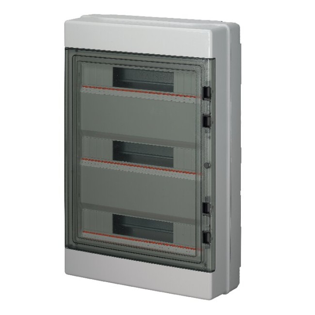 Centralino da parete con portello fumè IP65 - DIN 36 moduli, RAL7035 - Dim.(LxHxP): 300x580x140mm