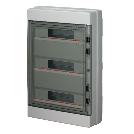 Centralino da parete con portello fumè IP65 - DIN 36 moduli, RAL7035 - Dim.(LxHxP): 300x580x140mm