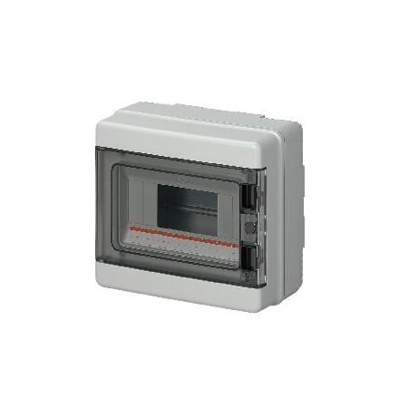 Centralino da parete con portello fumè IP65 - DIN 8 moduli, RAL7035 - Dim.(LxHxP): 200x180x100mm