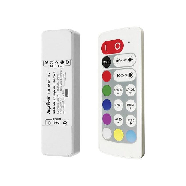 Controller LED Smart Tuya RGB-W per regolare strisce LED RGB ad anodo (polo positivo) comune e strisce LED a luce bianca con te