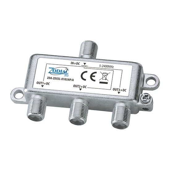 Divisore da interno esteso TV/SAT, 1 IN - 3 OUT, Fequenza 5-2400Mhz, con connettori F - ZDA-ZDSSL-0103AP-A