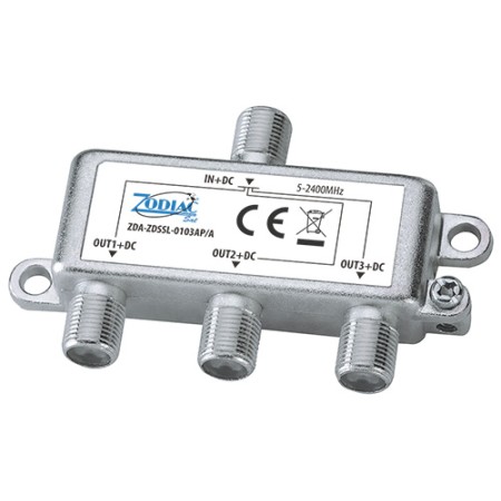 Divisore da interno esteso TV/SAT, 1 IN - 3 OUT, Fequenza 5-2400Mhz, con connettori F - ZDA-ZDSSL-0103AP-A