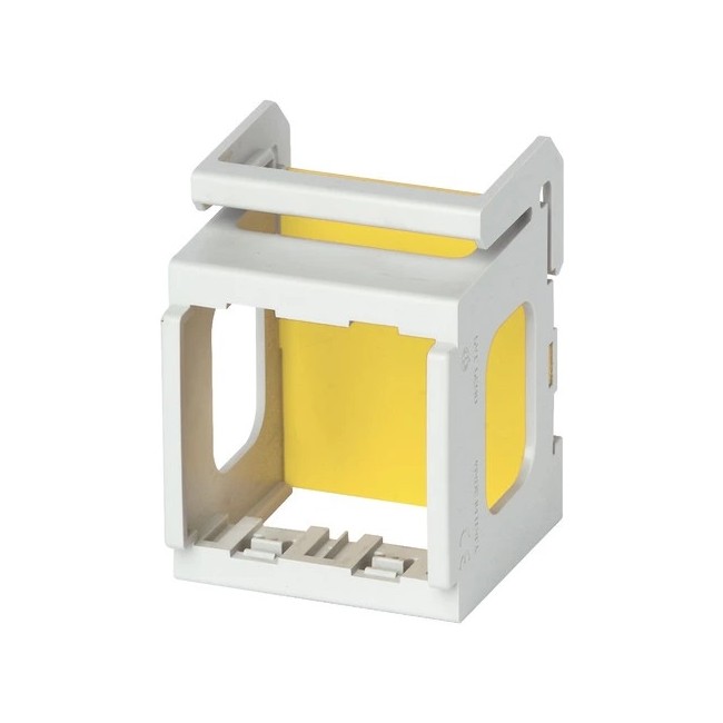 Supporto 2 moduli per installazione su guida DIN (60715 TH35) di apparecchi Eikon, Arké e Plana, occupa 3 moduli da 17,5 mm, gr