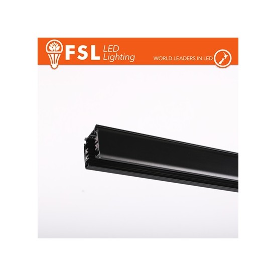 Binario per proiettori Trifase 2 metri NERO - EUROTRACK