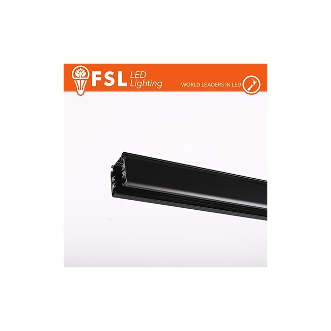 Binario per proiettori Trifase 2 metri NERO - EUROTRACK