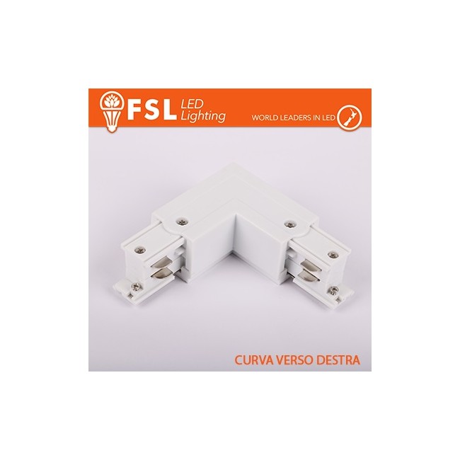 Curva Forma L Destra per Binario Trifase BIANCO - EUROTRACK