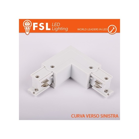 Curva Forma L Sinistra per Binario Trifase BIANCO - EUROTRACK