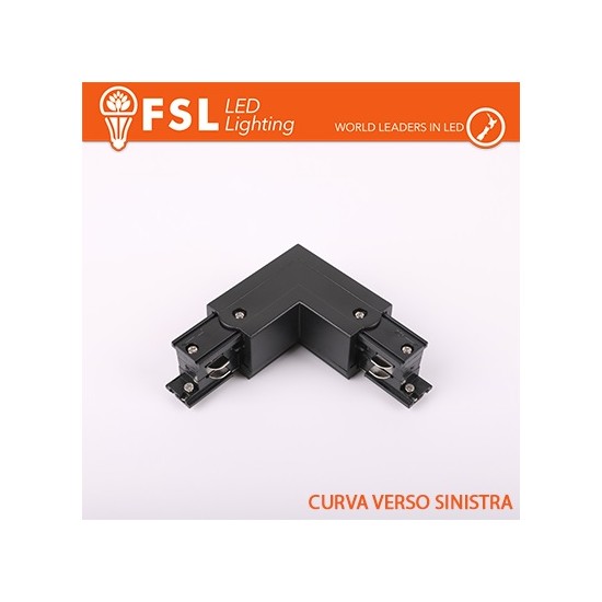 Curva Forma L Sinistra per Binario Trifase NERO - EUROTRACK