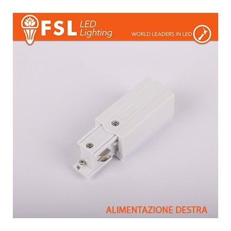 Testata di alimentazione DESTRA per binario trifase BIANCO - EUROTRACK