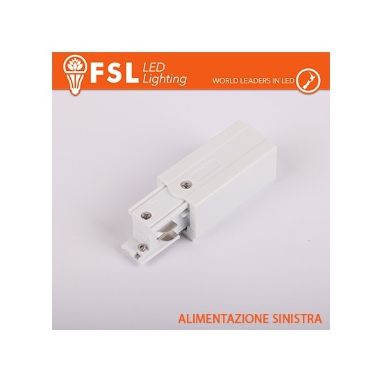 Testata di alimentazione SINISTRA per binario trifase BIANCO - EUROTRACK