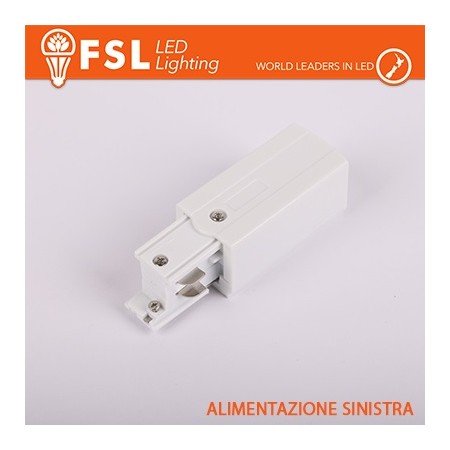 Testata di alimentazione SINISTRA per binario trifase BIANCO - EUROTRACK