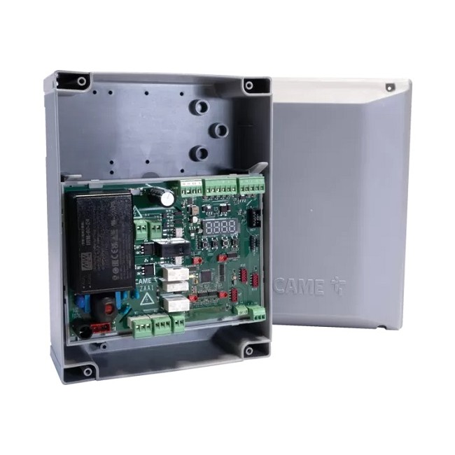 Quadro comando multifunzioni versione base, con alimentazione a 230 V AC, per cancelli a due ante battenti a 230 V, con display