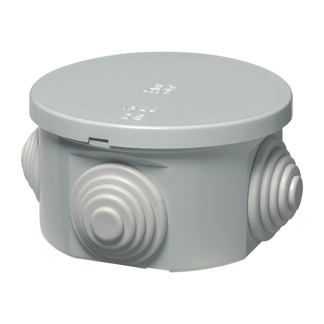 Cassetta di derivazione tonda con passacavi e coperchio a pressione - IP44 - Ø65x35 mm