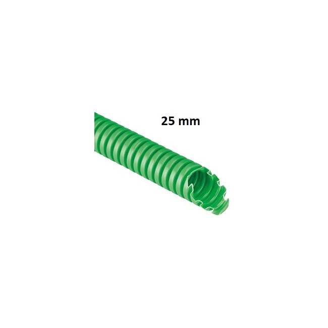 Tubo corrugato protettivo VERDE in polipropilene (PP) diametro 25mm, equivalente doppia camera, confezione da100m