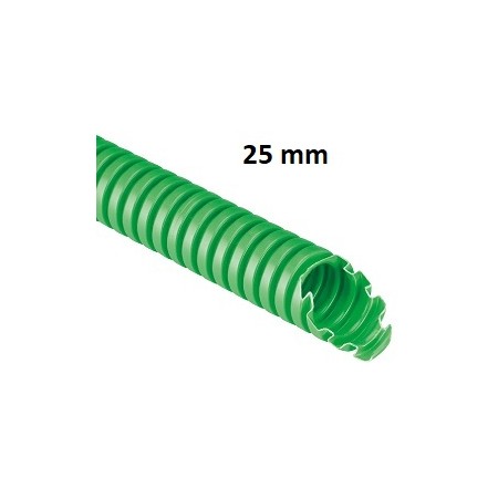 Tubo corrugato protettivo VERDE in polipropilene (PP) diametro 25mm, equivalente doppia camera, confezione da100m