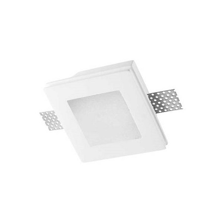 Faretto in gesso bianco quadrato con vetrino per GU10 - FINO AD ESAURIMENTO SCORTE