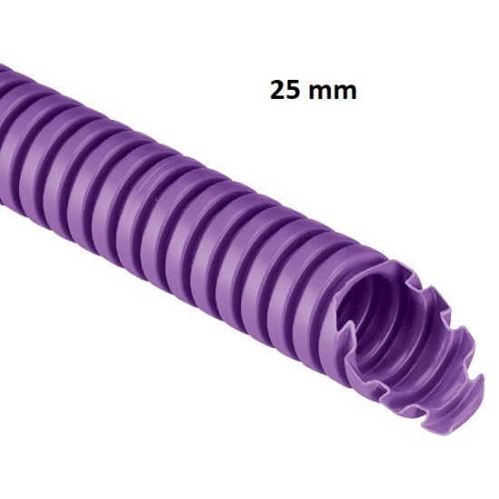 Tubo corrugato protettivo LILLA in polipropilene (PP) diametro 25mm, equivalente doppia camera, confezione da100m