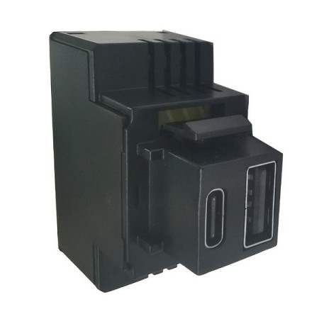 Alimentatore da incasso KEYSTONE compatto, 1 presa USB A+C 3A, 20W PD - NERO