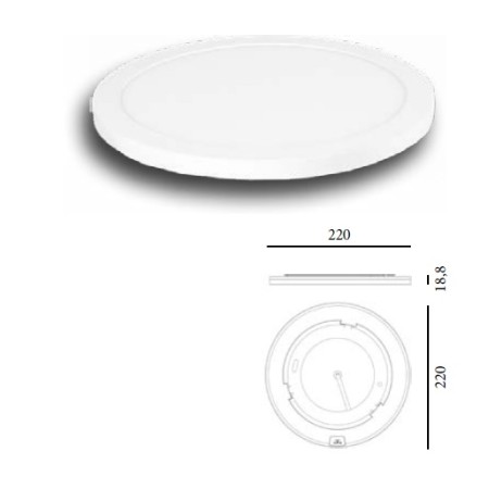Plafoniera LED tonda 18W luce calda/naturale/fredda selezionabile 1440lm diametro 220mm